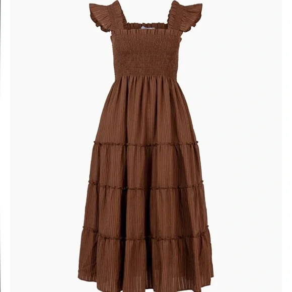 Hill House Home Chocolate Seersucker Nap Dress Ellie Medium Cotton Lined Brown - Picture 1 of 9